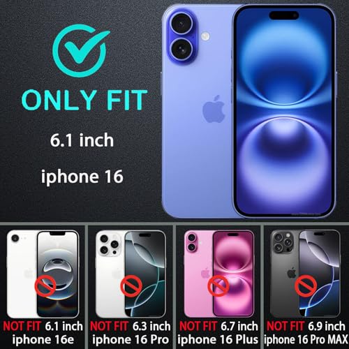YKHJKLEC for iPhone 16 Case, Military Grade 3 in 1 Heavy Duty Shockproof/Drop Proof/Dust Proof Case with 2Pcs Tempered Glass Screen Protector (Navy Blue) - color: Navy Blue