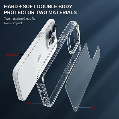 iPhone 15 Pro Case, [Not Yellowing] Shockproof TPU+PC Phone Bumper Cover Anti-ScratchClear Back Case for iPhone 15 Pro