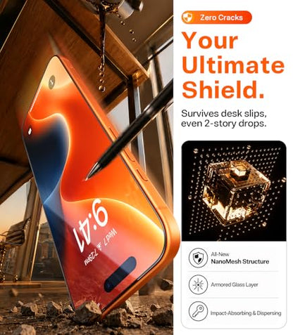 TORRAS Unbreakable 2-Pack for iPhone 17 Pro Screen Protector, 6.3" | Military-Grade Shatterproof, Ultimate Durable Tempered Glass, Anti-Scratch, Ultra Clarity, Invisible Fit, Bubble-Free - size: iPhone 17 Pro (6.3 inch)
