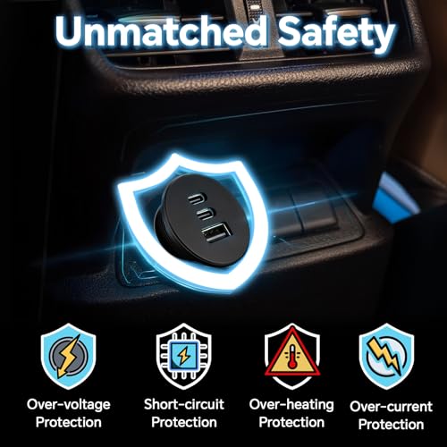 acegoo 78W 12V USB Outlet, 3 Port Fast Charging Aluminum Car USB C Charger - color: 2 Pcs