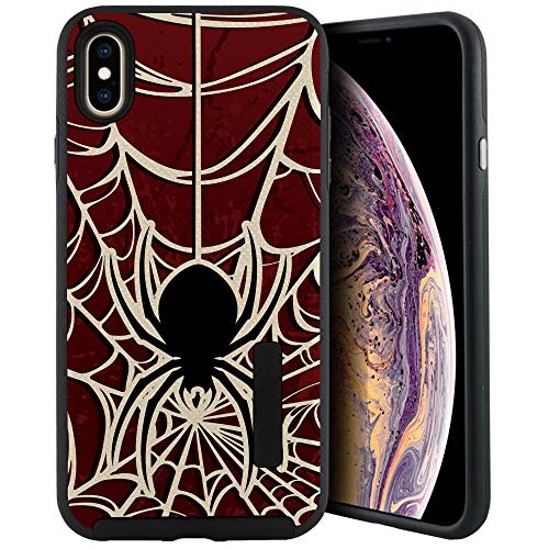 CasesOnDeck Case Compatible with [Apple iPhone X | iPhone Xs][Grip Tactical] iPhone Xs Hybrid Bump and Drop Protection Case Slim Fit Dual Layer Cover (Spider Web) - color: Spider Web