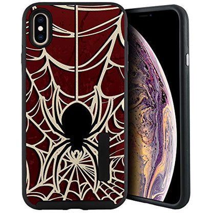 CasesOnDeck Case Compatible with [Apple iPhone X | iPhone Xs][Grip Tactical] iPhone Xs Hybrid Bump and Drop Protection Case Slim Fit Dual Layer Cover (Spider Web) - color: Spider Web