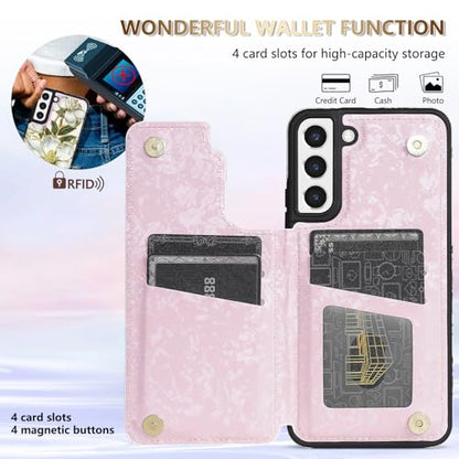 NNH Compatible with Samsung Galaxy S21 Plus Wallet Case with RFID Blocking Card Slots Folio Flip PU Leather Kickstand Double Magnetic Clasp Design Cover for Galaxy S21+(6.7 inch-Magnolia Flowers) - color: Magnolia Flowers, size: Galaxy S21 Plus 6.7 inch