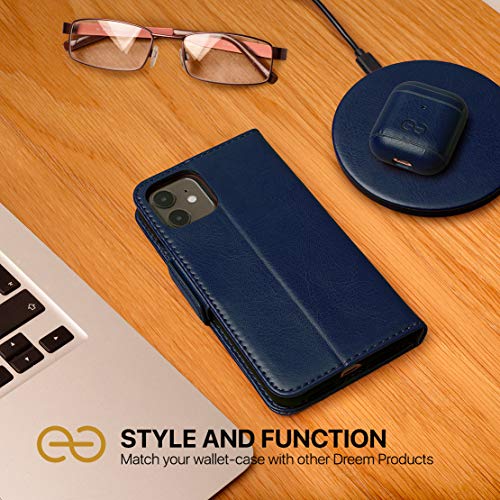 Dreem Fibonacci 2-in-1 Wallet Case for Apple iPhone SE 3 (2022), SE 2, & 8/7 - Luxury Vegan Leather, Magnetic Detachable Shockproof Phone Case, RFID Card Protection, 2-Way Flip Stand - Royal - color: Royal, size: iPhone SE 3 (2022), SE 2, & 8/7
