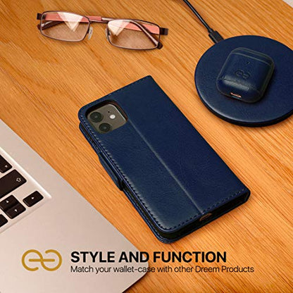Dreem Fibonacci 2-in-1 Wallet Case for Apple iPhone SE 3 (2022), SE 2, & 8/7 - Luxury Vegan Leather, Magnetic Detachable Shockproof Phone Case, RFID Card Protection, 2-Way Flip Stand - Royal - color: Royal, size: iPhone SE 3 (2022), SE 2, & 8/7