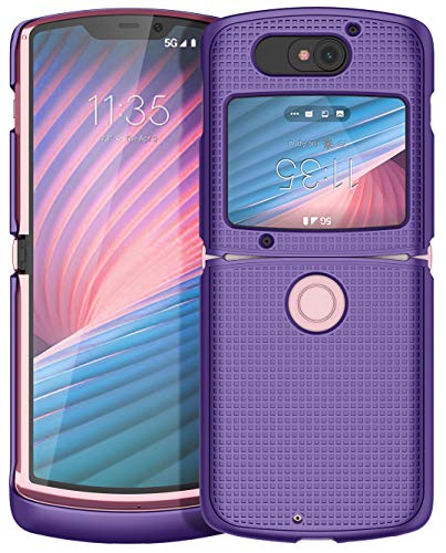 Grid Series for Motorola RAZR 5G (2020) Flip Phone Case - Purple | Slim Hard Shell Cover, Satisfying Texture, Matte, For Moto XT2071 - color: Purple