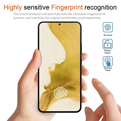 [2+2Pack] Tempered Glass Screen Protector for Samsung Galaxy S22+ and Camera Lens Protector Fingerprint Unlock Full Coverage HD Clear Bubble Free 9H Compatible with Galaxy S22 Plus - color: Samsung Galaxy S22+ (6.6 inch)