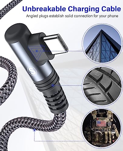 USB to USB C Cable 3.1A Fast Charge Right Angle CarPlay 3.3ft 2-Pack Grey - color: Grey, size: 3.3ft+3.3ft