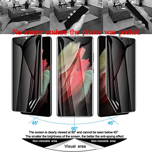 LYWHL 2 Pack for Galaxy S21 Ultra Privacy Screen Protector, Anti-Spy Full Adhesive Coverage Film for Samsung Galaxy S21 Ultra, [Ultrasonic Fingerprint Compatible] Easy Installation - size: Samsung Galaxy S21 Ultra