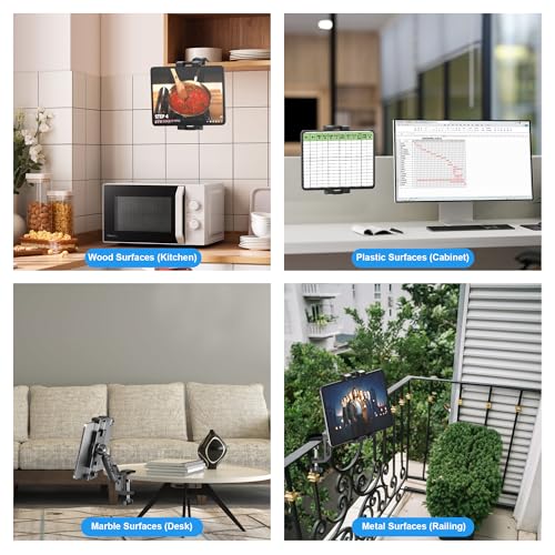 iPad Under Cabinet Mount, Kitchen Tablet Holder, iPad Desk Mount with Clamp - size: Small