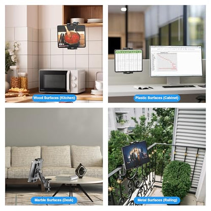 iPad Under Cabinet Mount, Kitchen Tablet Holder, iPad Desk Mount with Clamp - size: Small