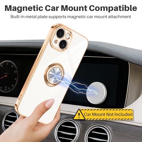 Dinick White for iPhone 14 Case with Ring Holder Kickstand - color: White, size: 6.1'' iPhone 14