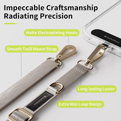 SWITCHEASY 20mm Adjustable Crossbody Phone Strap Compatible with Most Phones, Anti-Theft & Ant-Drop, Hands Free for Phone Lanyard Crossbody with Strap Card Phone Tether Tab-EasyStrap(Ice Cream White) - color: Ice Cream White, size: 20mm
