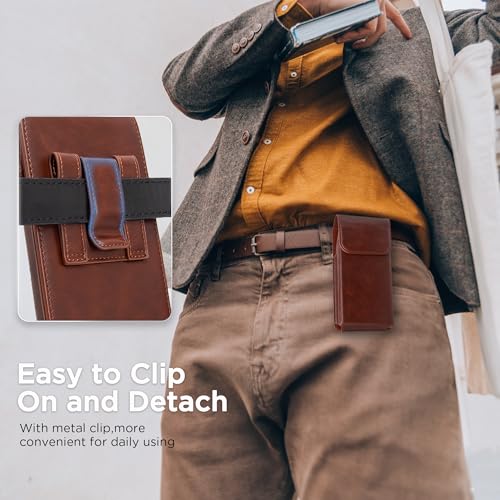 Holster for iPhone 17 Pro Max 16 Pro Max 15 Pro Max 14 Pro Max 13 Pro Max 16 Plus 15 Plus 14 Plus, Premium Leather Pouch with Belt Clip Phone Holster Belt Case, Coffee -L - color: Coffee, size: Large