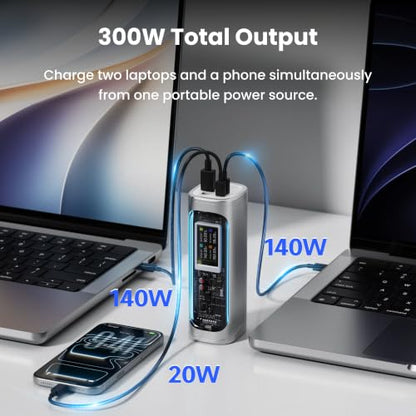 Shargeek 300W Power Bank, 24000mAh Laptop Portable Charger with DC Port - color: Silver