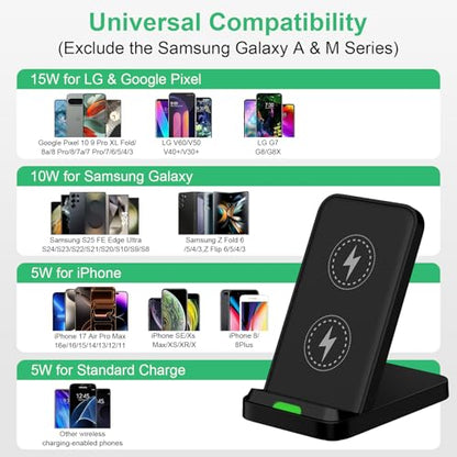 Wireless Phone Charger Android Stand for Android Samsung S26 Ultra/S26+/S26 - color: Black