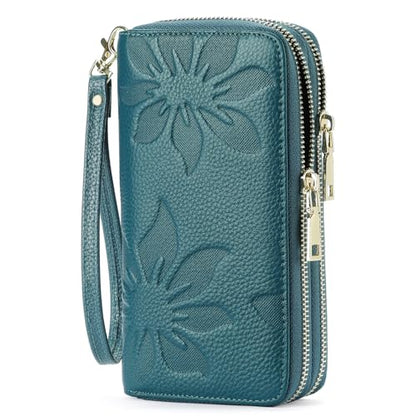 GOIACII Women's Wallet RFID Blocking Leather Wristlet - color: A02 Teal