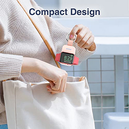 iVALUX Portable Wireless Charger for Apple Watch Travel Keychain Power Bank - color: Pink
