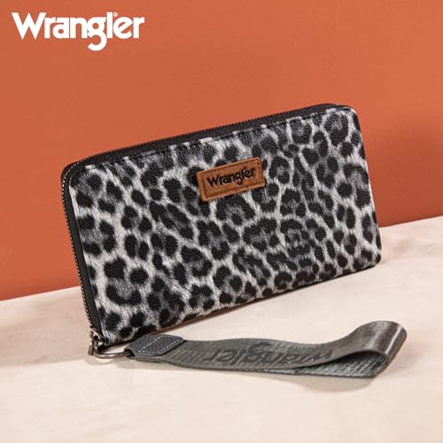 Wrangler Womens Wallet Wristlet Long Purse Designer Clutch Large Capacity Credit Card Holder for Women - color: C-Light Grey