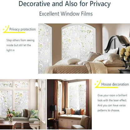 LEMON CLOUD Window Privacy Film, Tulip Stained Glass Sticker 35.4″ x 78.7″ - color: 3d, size: 35.4 x 78.7 Inch