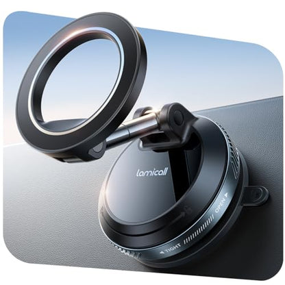 Lamicall Car Phone Holder for Magsafe Dashboard Windshield Nano Gel Vacuum - color: Black