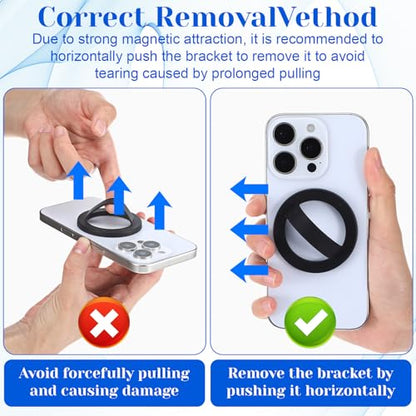 Magnetic Silicone Ring Grip Phone Holder Rotating Finger Loop Ring Grips Holder Soft Portable Magnetic Phones Loops Removable Silicone Loop Grip Compatible with Phone Case Back of Phones