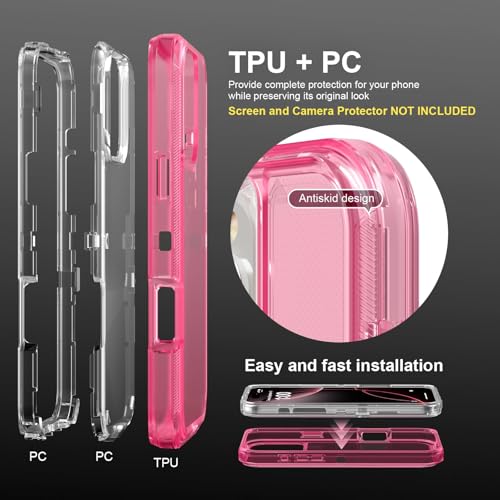 Follaroma for iPhone 16 Pro Max Case, Shockproof, Crystal Pink | Heavy Duty Shockproof Protection Phone Cases, Anti-Drop, Dual Layer Transparent Rugged Protective Cover, 6.9 inch - color: Pink, size: iPhone 16 Pro Max 6.9‘’