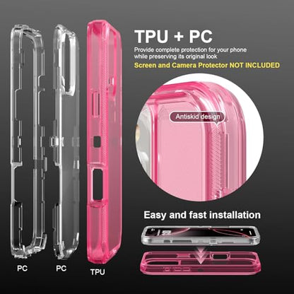Follaroma for iPhone 16 Pro Max Case, Shockproof, Crystal Pink | Heavy Duty Shockproof Protection Phone Cases, Anti-Drop, Dual Layer Transparent Rugged Protective Cover, 6.9 inch - color: Pink, size: iPhone 16 Pro Max 6.9‘’