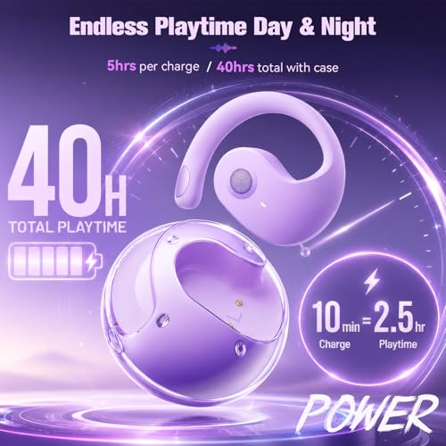 Xmenha Over The Ear Earbuds Open Ear Headphones Over The Ear Headphones - color: Purple, style: Normal