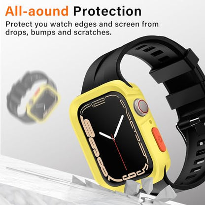 Amizee Rugged Case Compatible with Apple Watch Case Series 9/8/7 41mm SE 3/2/1 Series 6/5/4 40mm, Soft TPU Shockproof Bumper Drop Proof Protective Cover Compatible with iWatch - Yellow - color: Yellow, size: 40mm/41mm
