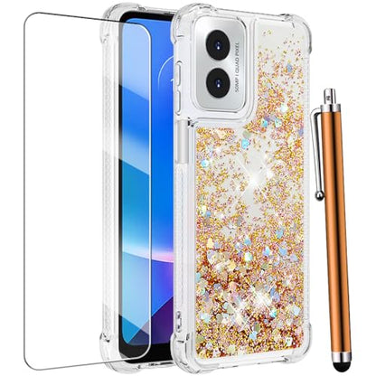 for Moto G Play 2024 Case with Screen Protector, Gold - color: Gold