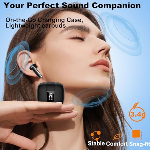 Wireless Earbuds Bluetooth 5.4, in Ear buds 6 Mic ENC Noise Cancelling for Clearer Call, Earphones Deep Bass Stereo, LED Power Display 35H Playtime IP7 Waterproof Mini Sport Headphones for Android iOS