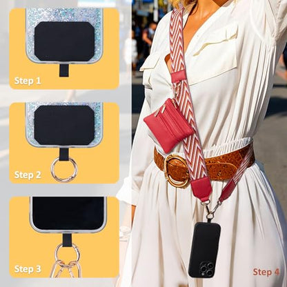 BARGIFTS Clip and Go Strap for Phone with Wallet Crossbody, Cell Phone Lanyard with Zippered Pouch, Adjustable Phone Strap Crossbody with Wallet - color: A-Red