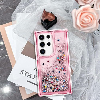 Designed for Samsung Galaxy S25 Ultra Case with Liquid Glitter, 3-in-1 Military-Grade Protection & Sparkling Quicksand, Clear Anti-Yellowing Bling Galaxy S25 Ultra Case for Women 6.9”