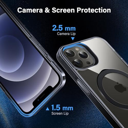 Magnetic Case for iPhone 12 Pro Max - [Built-in Invisible Stand] [Compatible with MagSafe] [Military Grade Drop Protection] Anti-Yellowing Hard Back Silicone Edge Cover, 6.7", Clear Black - color: Clear Black, size: iPhone 12 Pro Max 6.7''