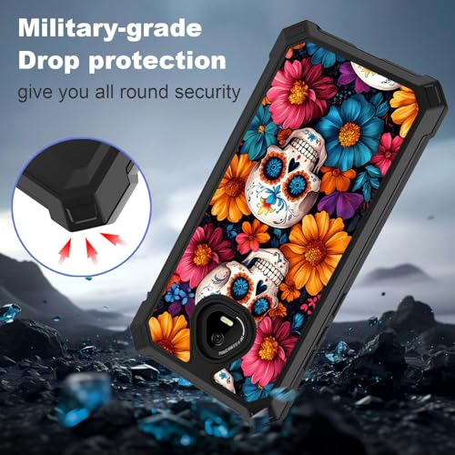 for Schok Volt Sv67q Sv67332 Case with Screen Protector, Military Grade Drop Protection, Dual Layer Hybrid Shockproof Protection TPU Phone Case for Schok Volt Sv67q, Sugar Skulls - color: Sugar Skulls