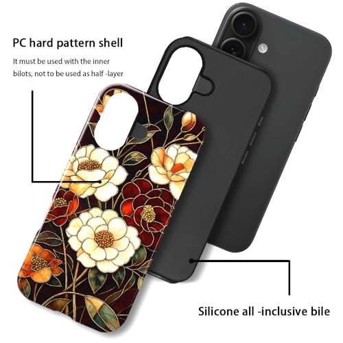 Compatible with iPhone 17,Anti-Scratch Glossy Case Cover,Stained Glass Flower 04 - color: Stained Glass Flower 04, size: IPhone 17