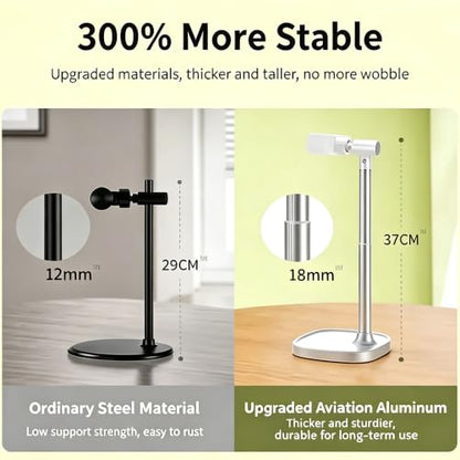 Adjustable Cell Phone Stand,360° Rotating Lifting Mobile Phone Holder - color: White