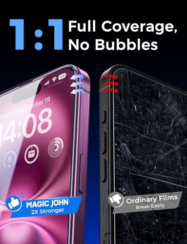 MAGIC JOHN Easy Installation for iPhone 16 Plus Screen Protector, 2 Pack - size: iPhone 16 Plus-6.7 inch