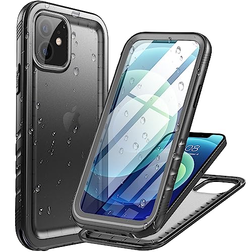 Cozycase for iPhone 12/12 Pro Waterproof Case Full Body Heavy Duty Black | 360 Shockproof with Screen Camera Protector Military Grade Double Water Dust Drop Proof Hard Rugged Tough Front Back Cover - color: Black, size: For iPhone 12/12 Pro