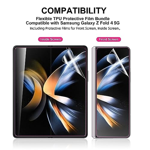 Hydrogel Film Screen Protector Compatible with Samsung Galaxy Z Fold 4 Ultra-Thin Flexible TPU Film for Galaxy Z Fold4 [Not Glass][High Sensitivity][HD Clear][Fingerprint Support]