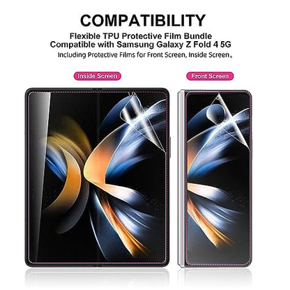 Hydrogel Film Screen Protector Compatible with Samsung Galaxy Z Fold 4 Ultra-Thin Flexible TPU Film for Galaxy Z Fold4 [Not Glass][High Sensitivity][HD Clear][Fingerprint Support]