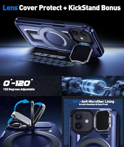 DASFOND Shield Series for iPhone 12/12 Pro Case with Camera Stand Cover [Compatible with MagSafe] Full Body Military Shockproof Protection Heavy Duty Rugged Magnetic Phone Case iPhone 12/12 Pro, Blue - color: Blue, size: Camera Stand iPhone 12/12 Pro