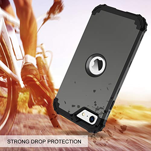 BENTOBEN for iPhone SE 2022 Case and Phone Case iPhone SE 2020, Heavy Duty 3 in 1 Full Body Rugged Shockproof Hybrid Hard PC Soft Rubber Bumper Drop Protective Girl Women Boy Men iPhone Cover,Gunmetal - color: Black/Gunmetal