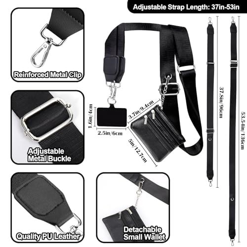 XANGNIER Clip and Go Strap for Phone with Wallet Crossbody,Black - color: Black