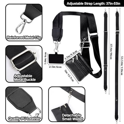 XANGNIER Clip and Go Strap for Phone with Wallet Crossbody,Black - color: Black