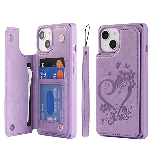 Cavor for iPhone 14 Wallet Case with Card Holder for Women, Purple - color: D-Purple