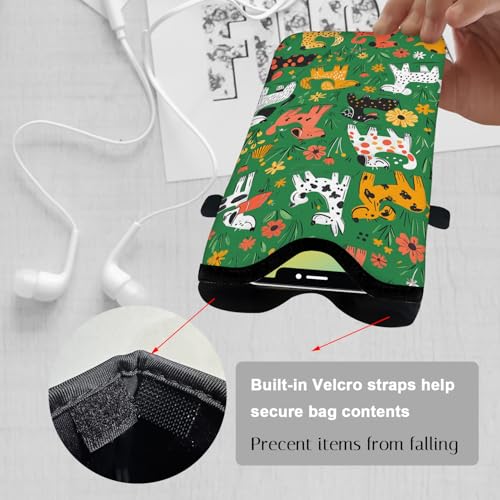 Neoprene Cell Phone Sleeve Pouch Case Bag with Crossbody Strap Neck Lanyard for Women 7.1 X 3.9 in Green Dog - color: Green Dog