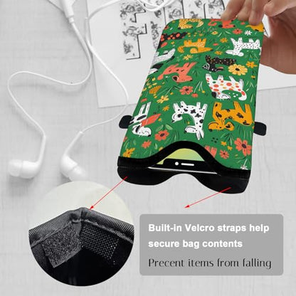 Neoprene Cell Phone Sleeve Pouch Case Bag with Crossbody Strap Neck Lanyard for Women 7.1 X 3.9 in Green Dog - color: Green Dog