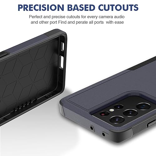 for Samsung Galaxy S24 Ultra Case: Dual Layer Protective Heavy Duty Cell Phone Cover Shockproof Rugged with Screen Protector - Military Protection Bumper Tough - Samsung Galaxy S24 Ultra 2024, Blue - color: Navy Blue (PC) + Black (TPU)